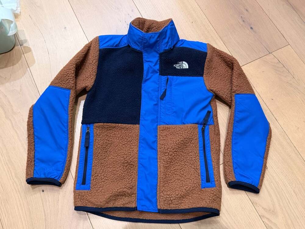 The North Face Boys Forrest Fleece Mashup Jacket Brown Blue Size 7/8
